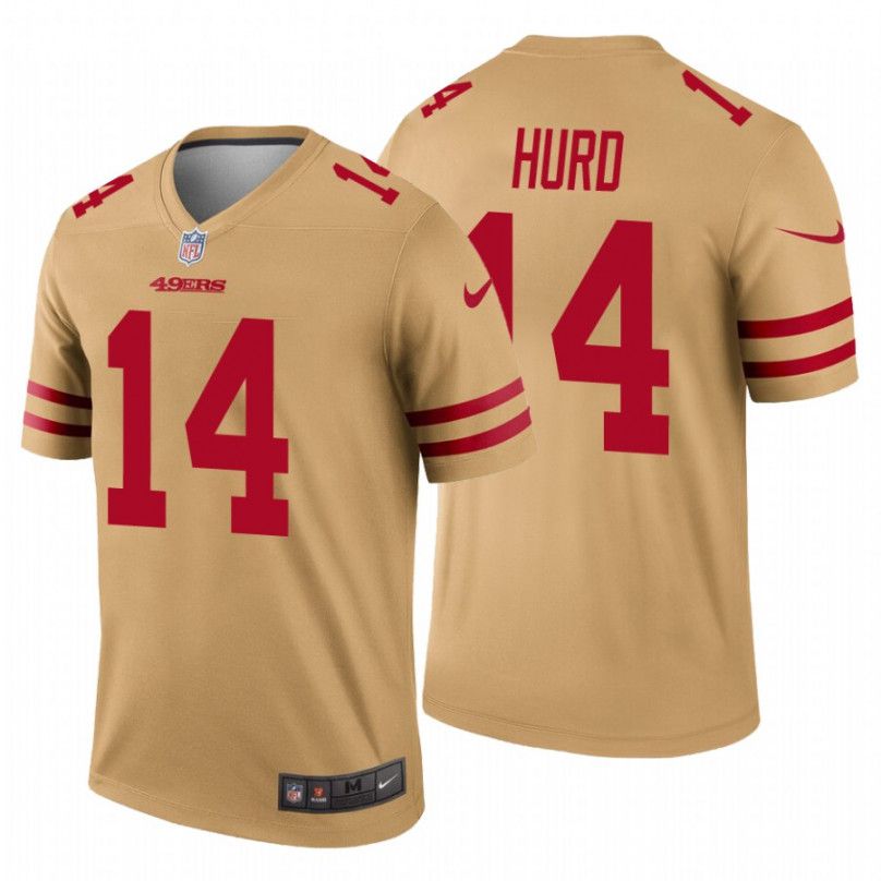 Men San Francisco 49ers #14 Jalen Hurd Nike Gold Inverted Legend NFL Jersey->san francisco 49ers->NFL Jersey